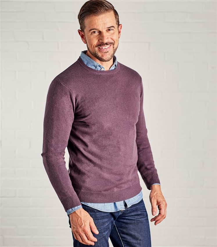 Purple Ash | Mens Cashmere & Merino Crew Neck Sweater | WoolOvers US