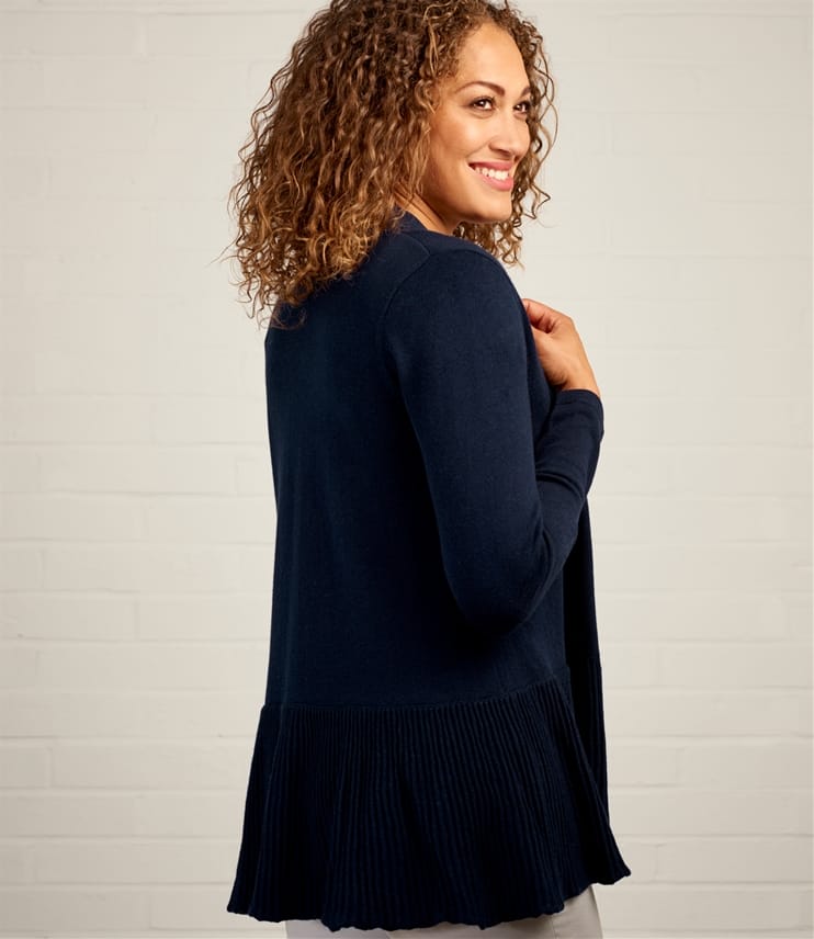 Navy Womens Edge to Edge Pleat Cardigan WoolOvers AU