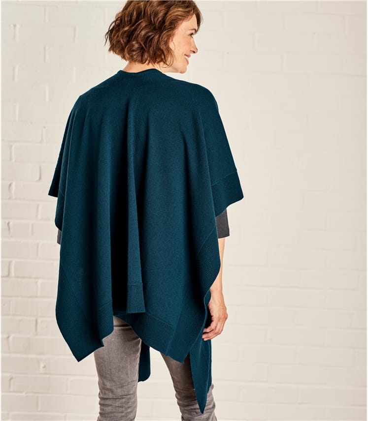 Dark Teal Womens Cashmere And Merino Blanket Wrap Woolovers Uk