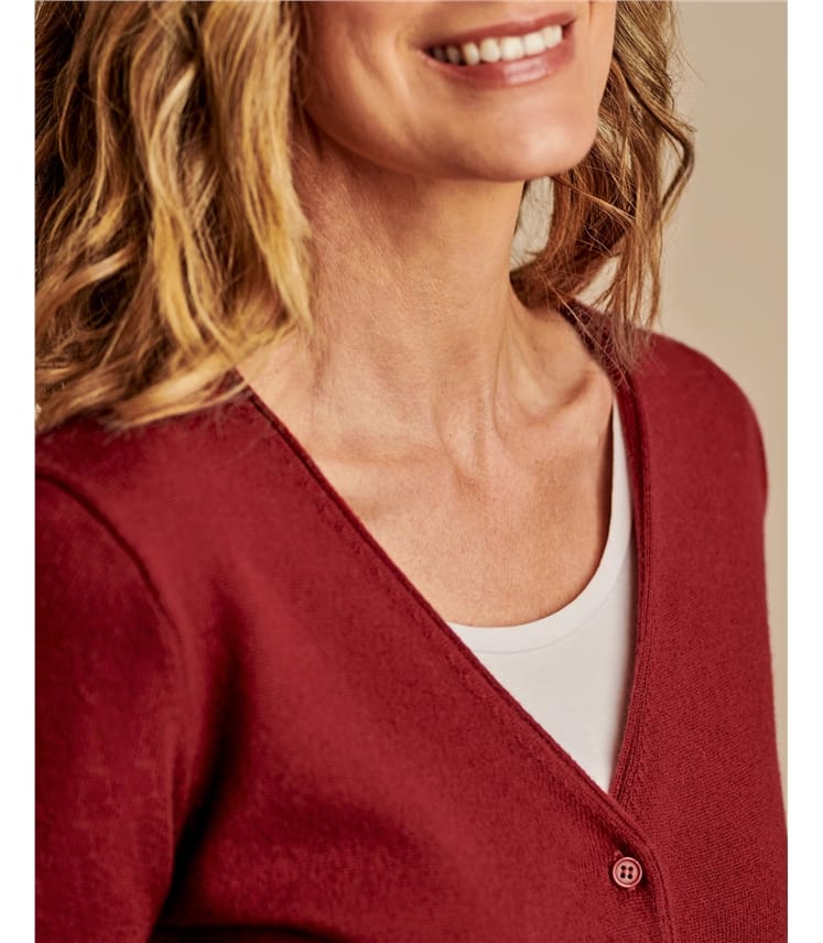 Cashmere Merino Classic V Neck Cardigan