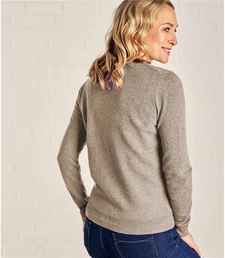 Pepper | Womens Cashmere Merino Classic Crew Neck Cardigan | WoolOvers UK