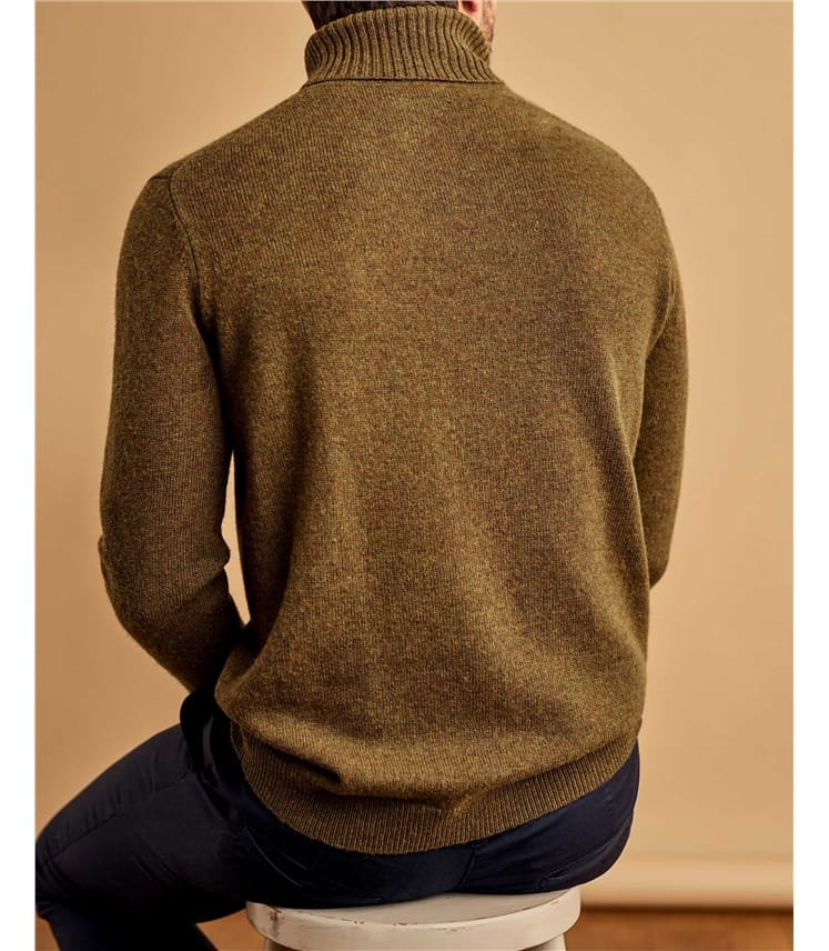 Mens Lambswool Polo Neck Jumper
