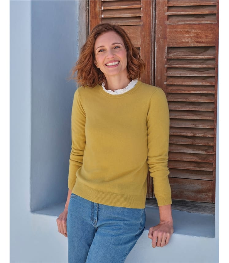 Pullover mit Rundhalsausschnitt aus Merinowolle und Kaschmir für Damen