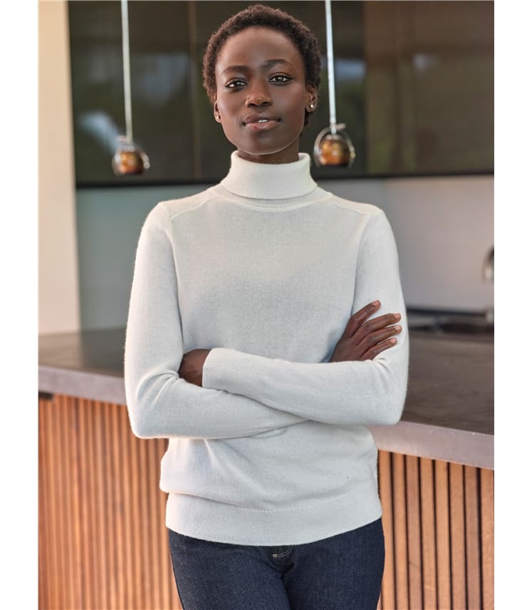 Womens Cashmere Polo Neck Sweater