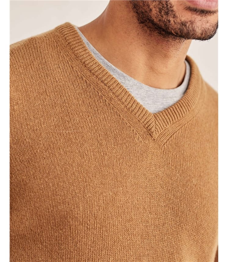 Mens Lambswool V Neck Jumper