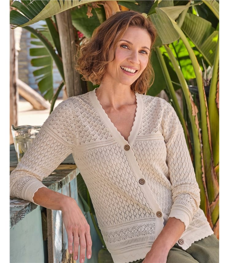 Pointelle V Neck Cardi