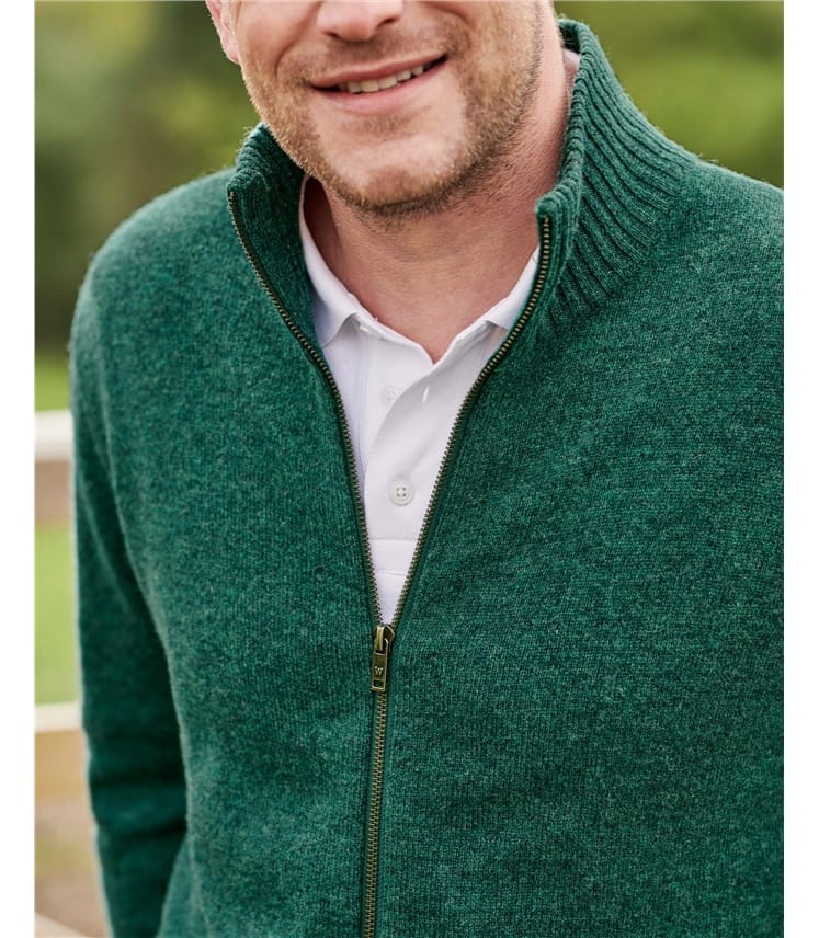Mens Lambswool Lincoln Zipper Cardigan