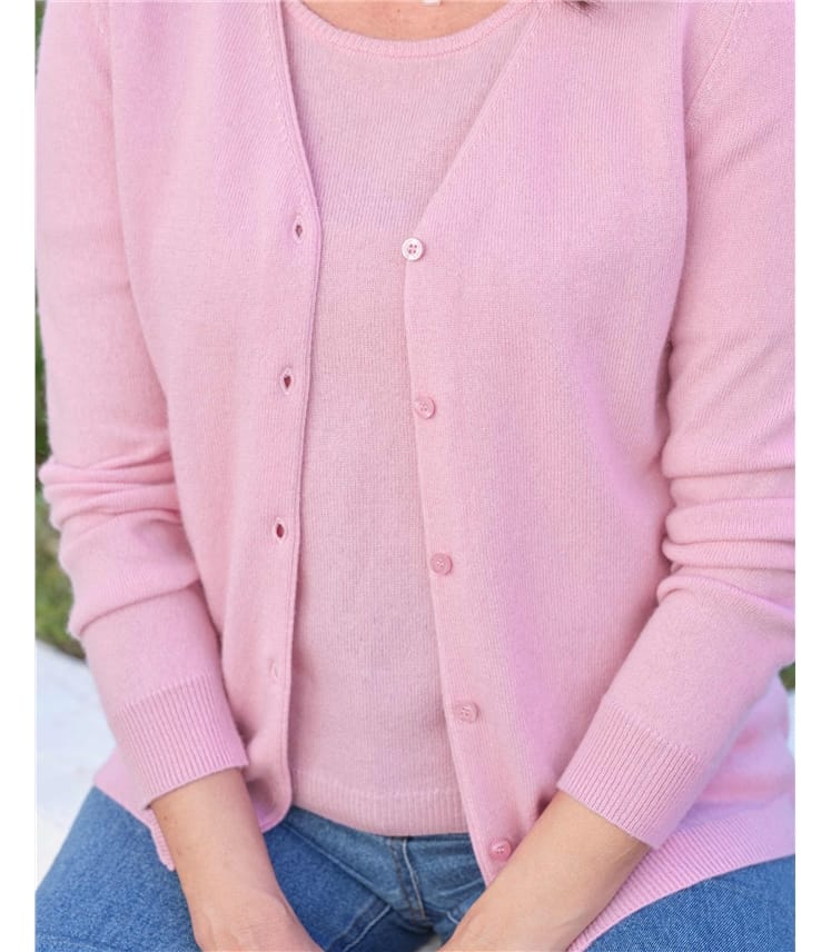 Cashmere Merino Classic V Neck Cardigan