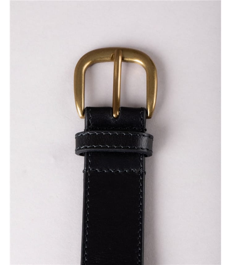 Black | Wray Whip Stitch Leather Belt | WoolOvers UK