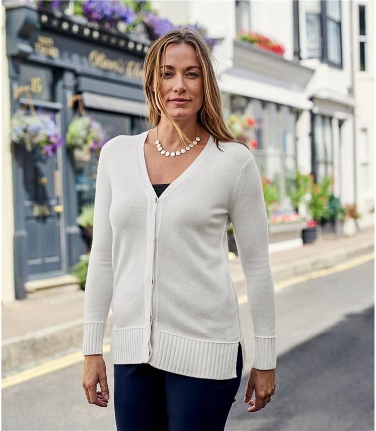 Cream Womens Concealed Placket Cardigan WoolOvers AU