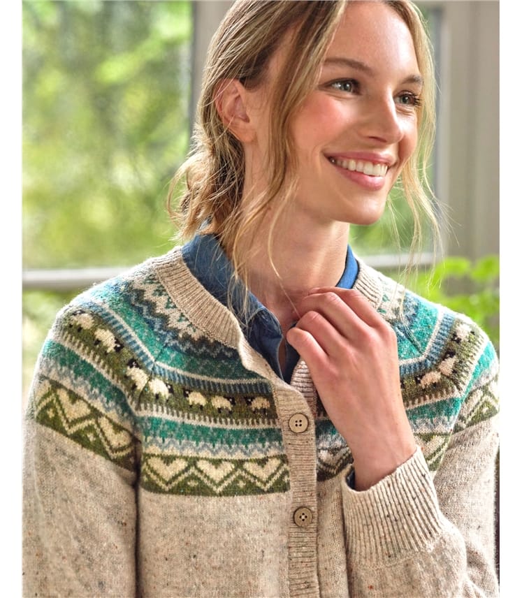 Strickjacke mit Fair-Isle-Schäfchen-Dessin