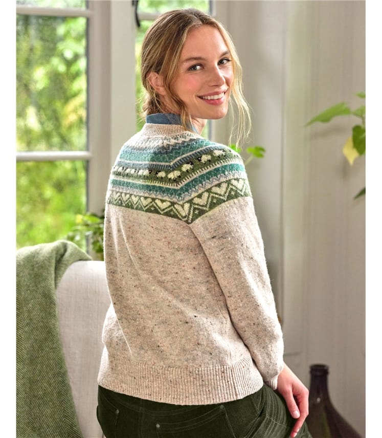 Strickjacke mit Fair-Isle-Schäfchen-Dessin