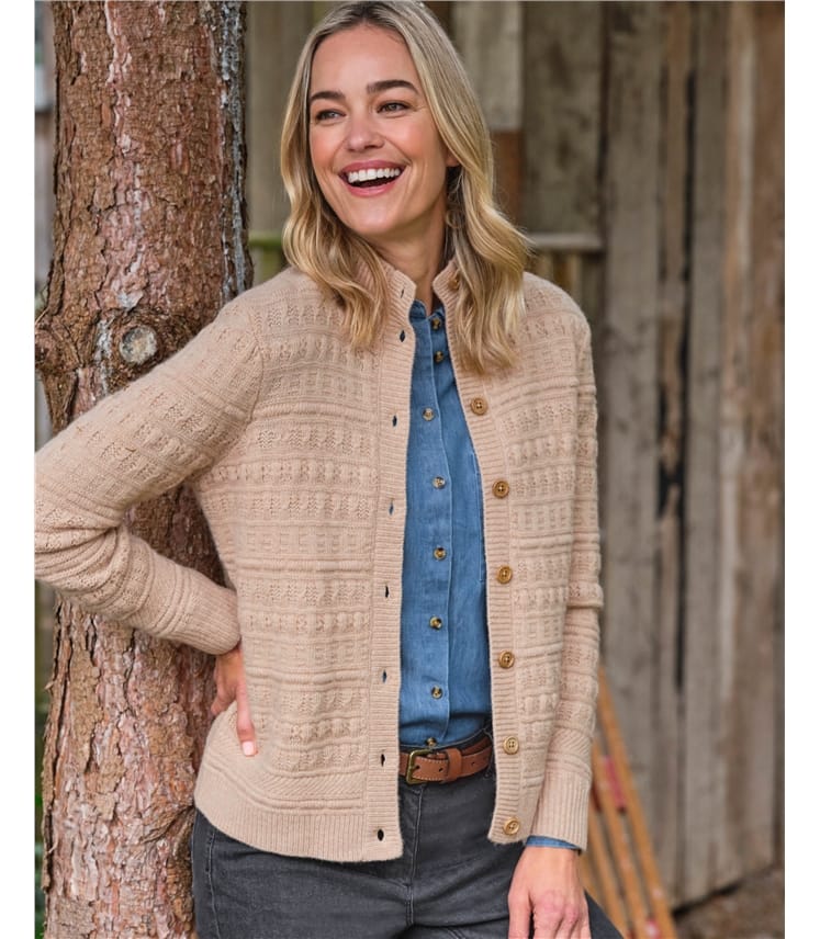 Textured Button Neck Cardigan