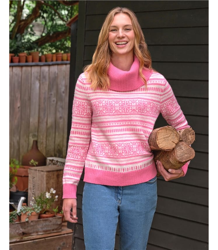 Fair-Isle-Pullover mit weitem Rollkragen