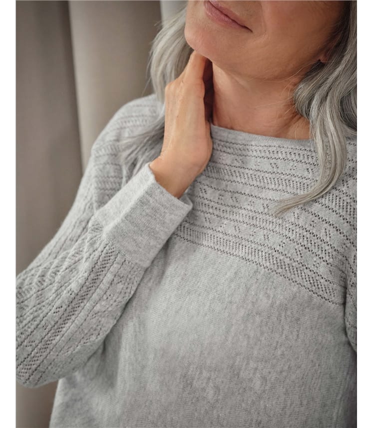 Pull col bateau Pointelle en cachemire mérinos