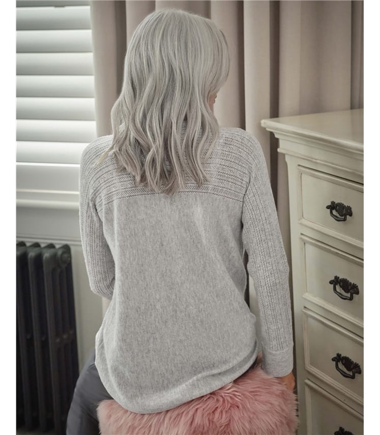 Pull col bateau Pointelle en cachemire mérinos