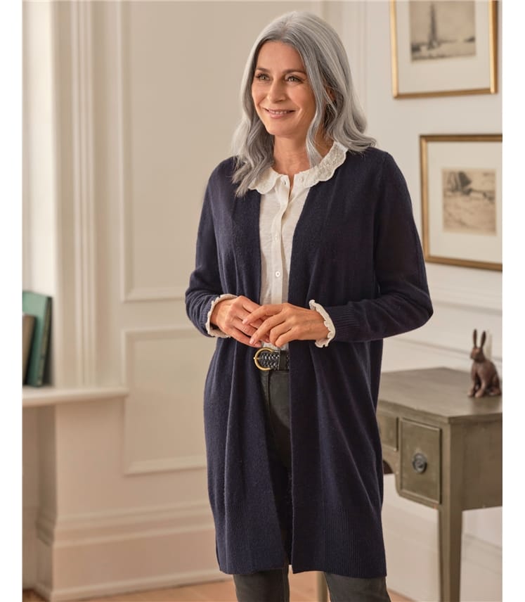 Cashmere Merino Longline Edge to Edge Cardigan