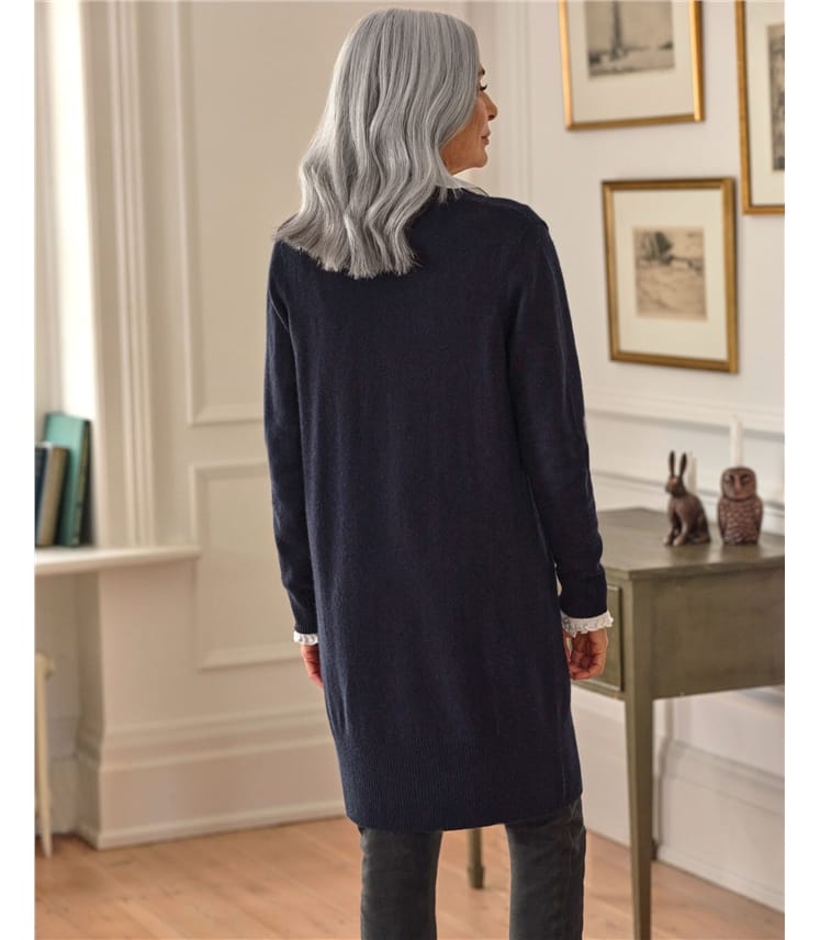 Cardigan long bord à bord Cashmere Merino