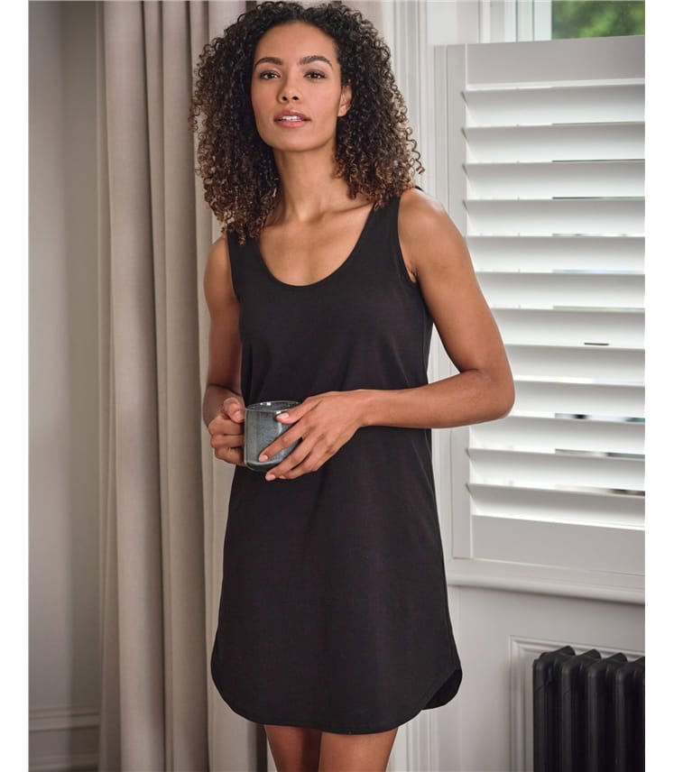 Black | Organic Cotton Slip Dress | WoolOvers US