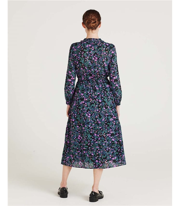 Black | Misty Organic Cotton Crepe Midi Dress | WoolOvers UK