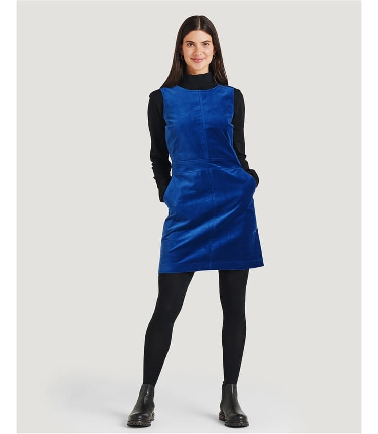 Blue pinafore dress hotsell