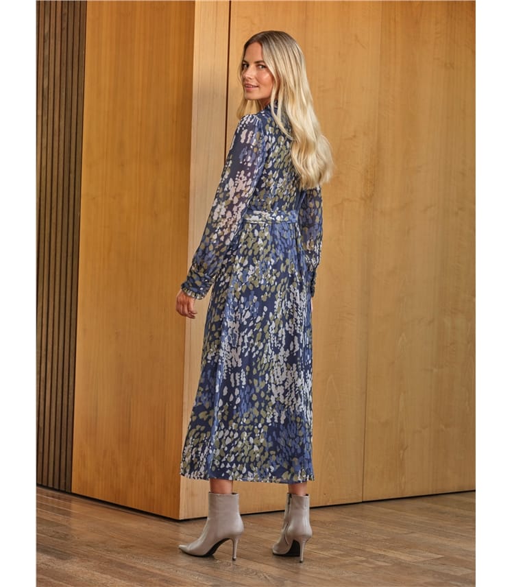 Printed Frill Neck Dress