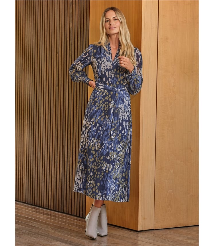 Printed Frill Neck Dress