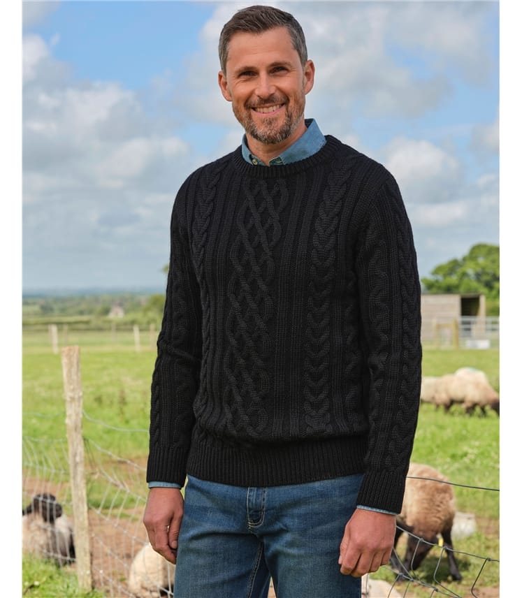 Pullover mit Aranmuster aus reiner Wolle für Herren