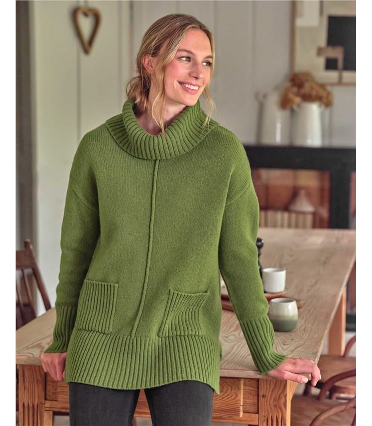 Cowl Neck Pocket Longline Tunic