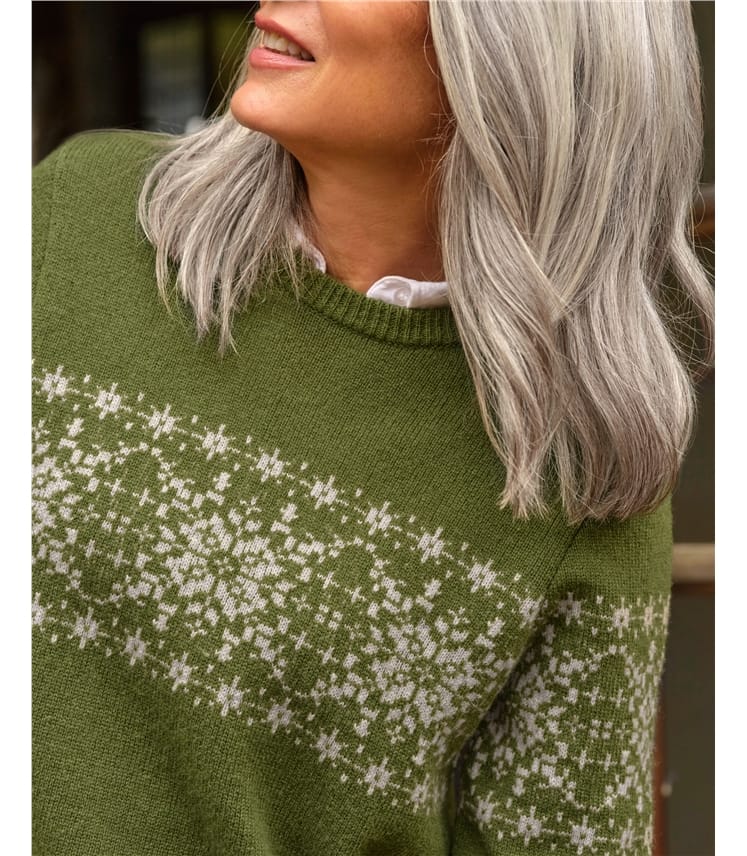 Fair-Isle-Pullover mit Schneeflocken