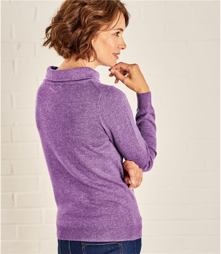 Lavender Marl | Womens Jackie Roll Neck | WoolOvers UK