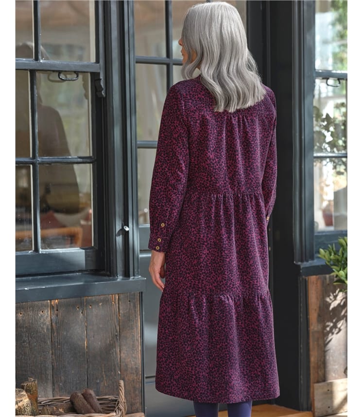 Robe chemise en velours côtelé imprimé