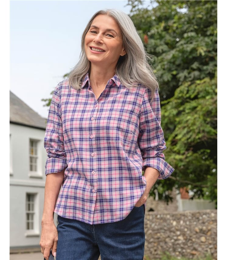 Brushed Cotton Checked Collared Shirt