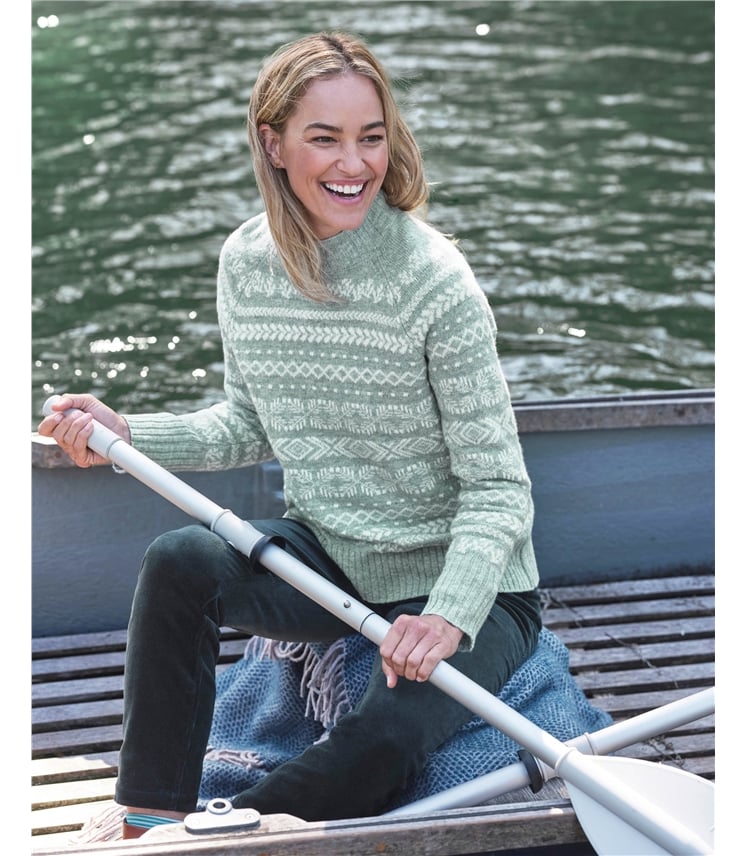 Nordischer Fairisle-Pullover in einfarbigem Design