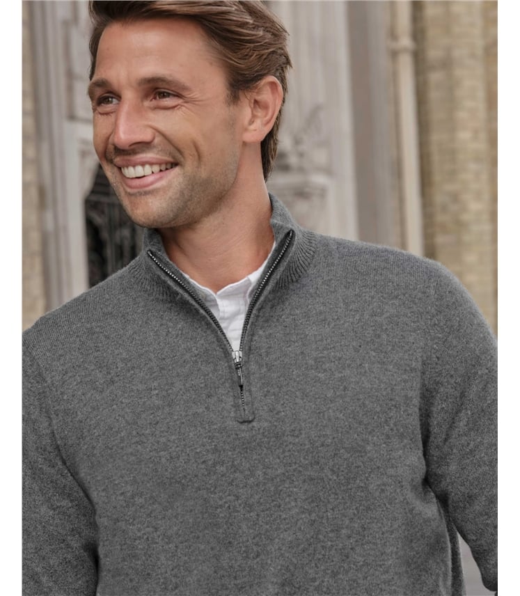 Mens Cashmere Zip Neck Sweater
