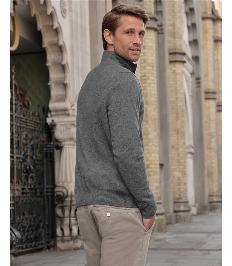 Charcoal Grey | Mens Cashmere Zip Neck Sweater | WoolOvers UK Charcoal Grey | Mens Cashmere Zip Neck Sweater | WoolOvers UK