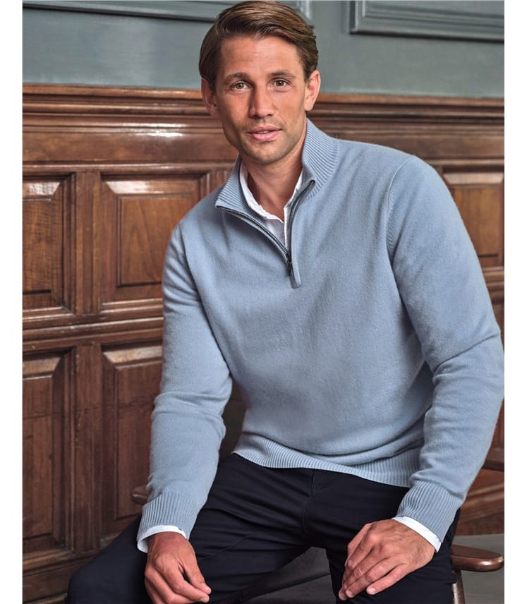 Men's zip up cashmere sweater hotsell