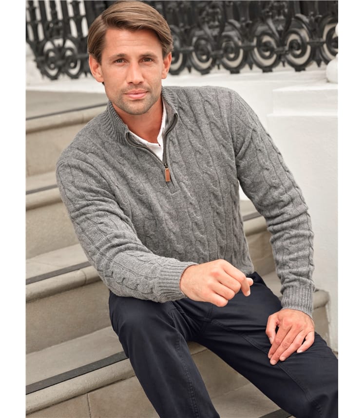 Mens cashmere half zip hotsell