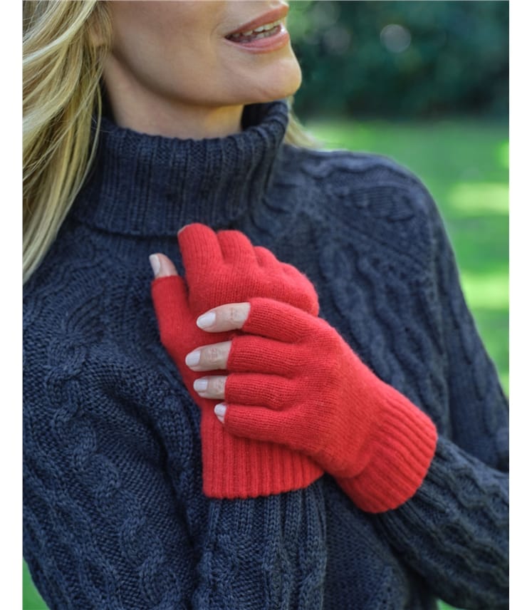 Womens Lambswool Fingerless Gloves