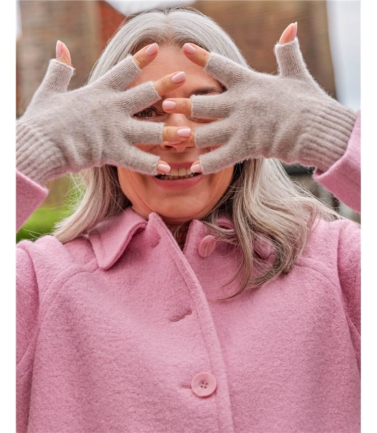 Fingerlose Handschuhe aus Lammwolle für Damen