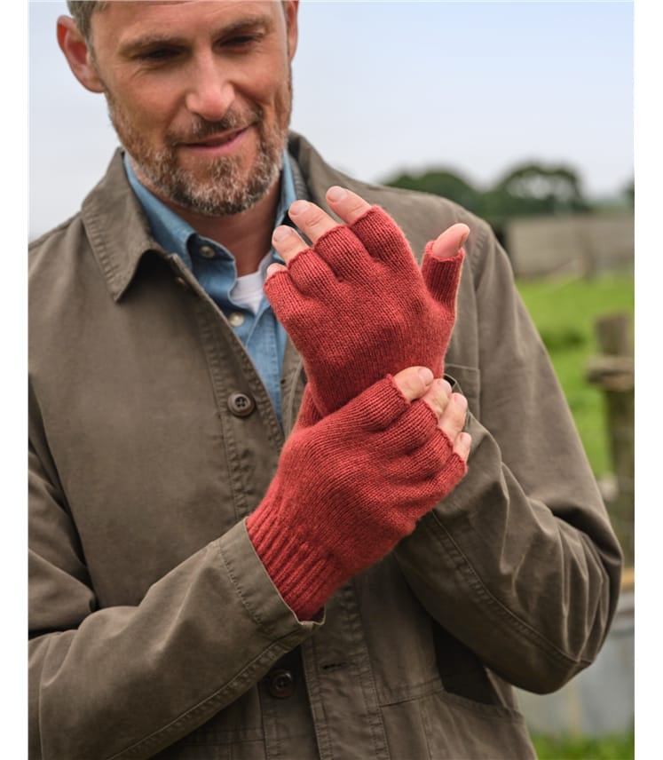 Fingerlose Handschuhe aus Lammwolle für Herren