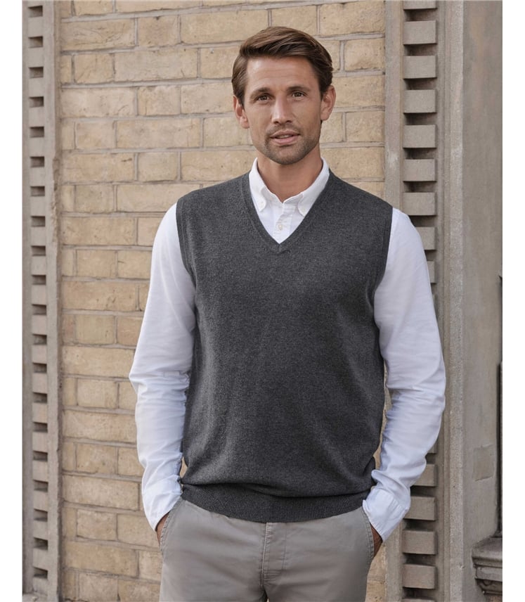 Charcoal Grey | Mens Cashmere Vest | WoolOvers US