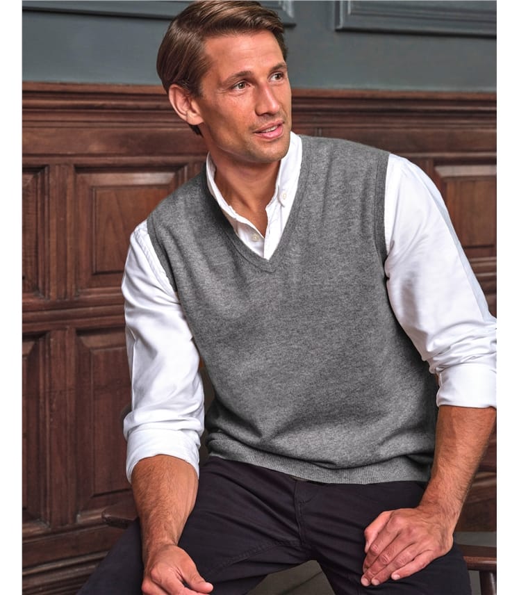 Charcoal Grey Mens Cashmere Vest WoolOvers US