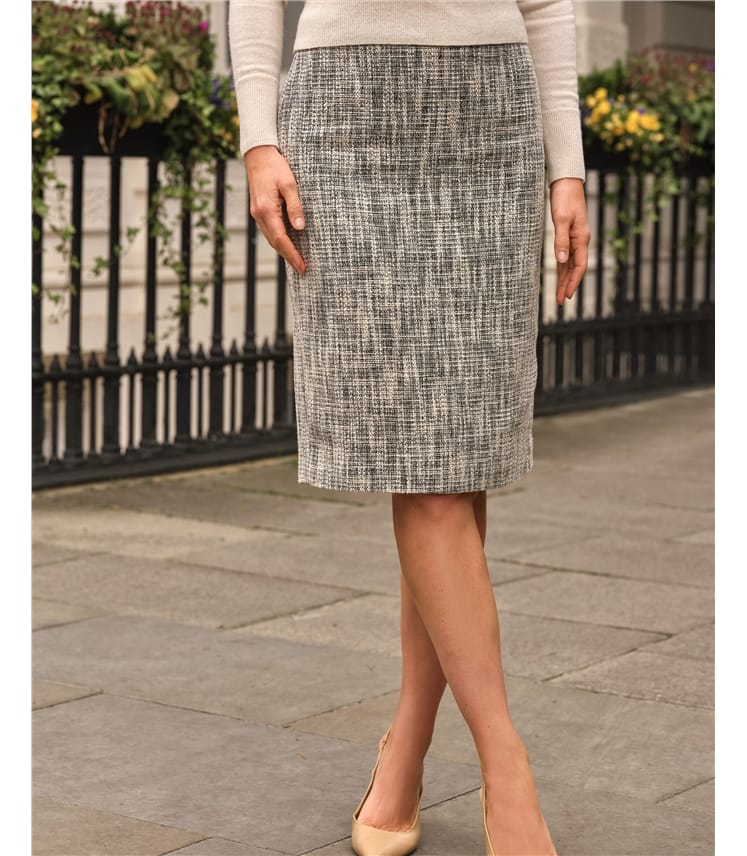 Grey plaid wool pencil skirt hotsell