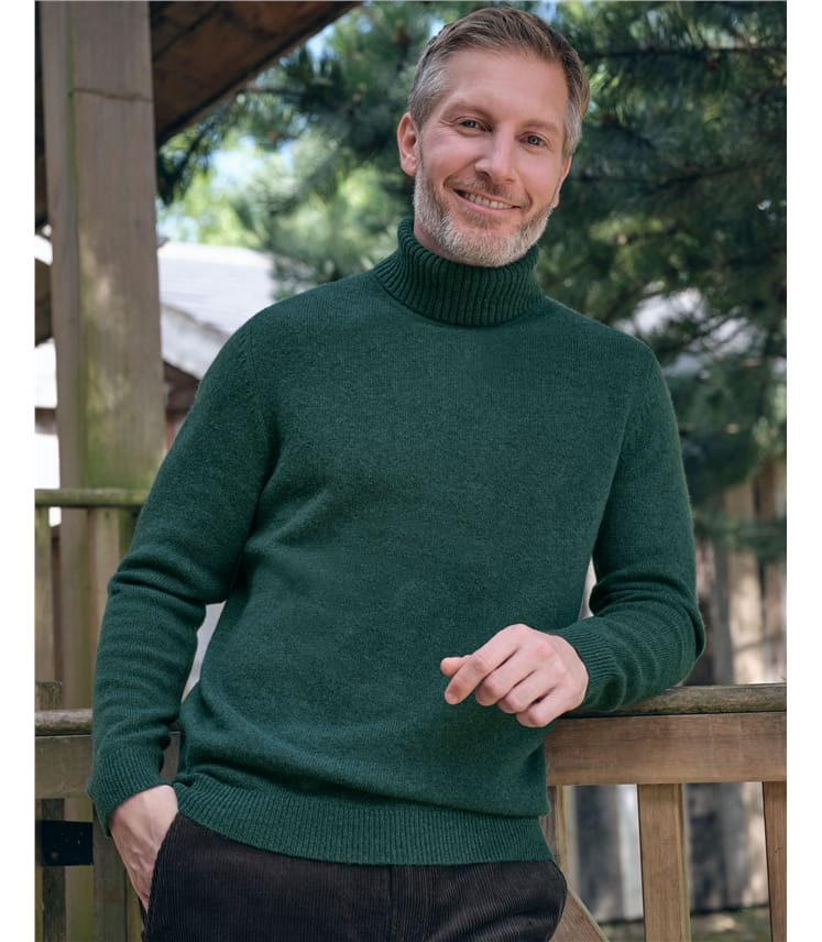 Mens Lambswool Polo Neck Jumper