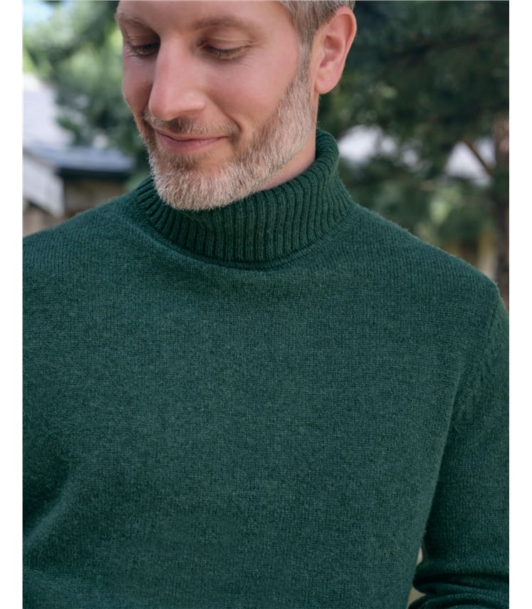 Mens Lambswool Polo Neck Jumper