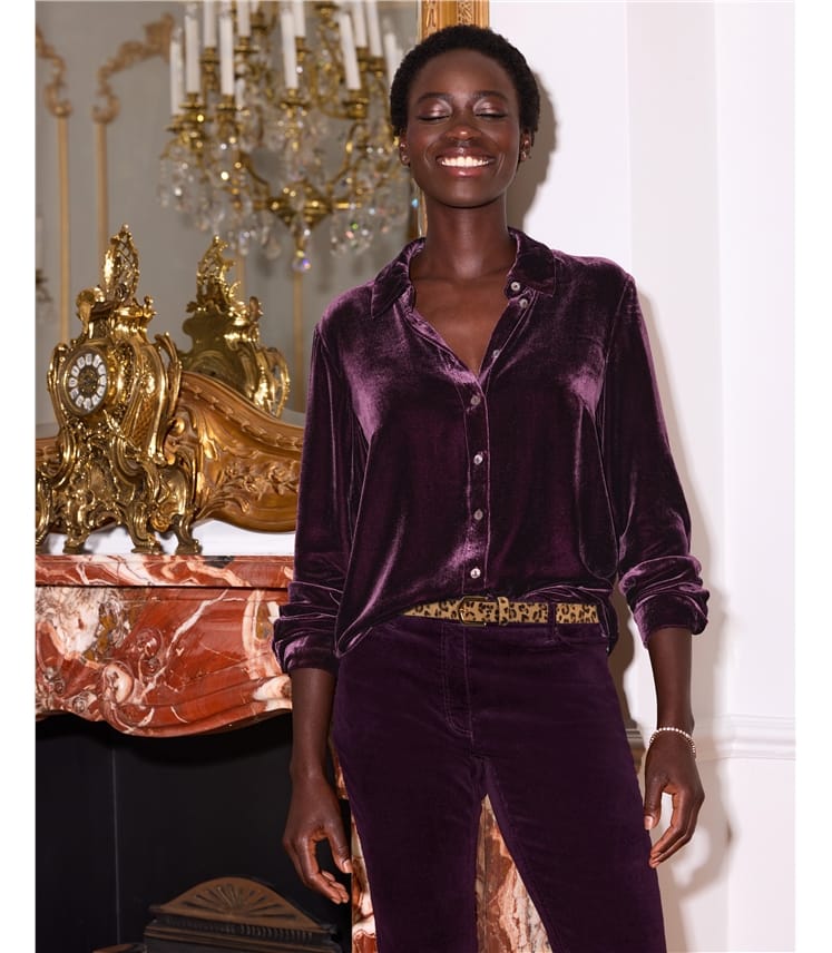 Berry | Velvet Silk Shirt | WoolOvers UK