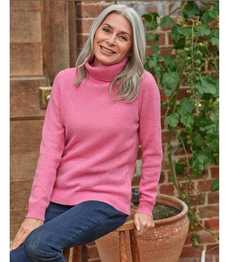 Rollkragenpullover aus Lammwolle für Damen