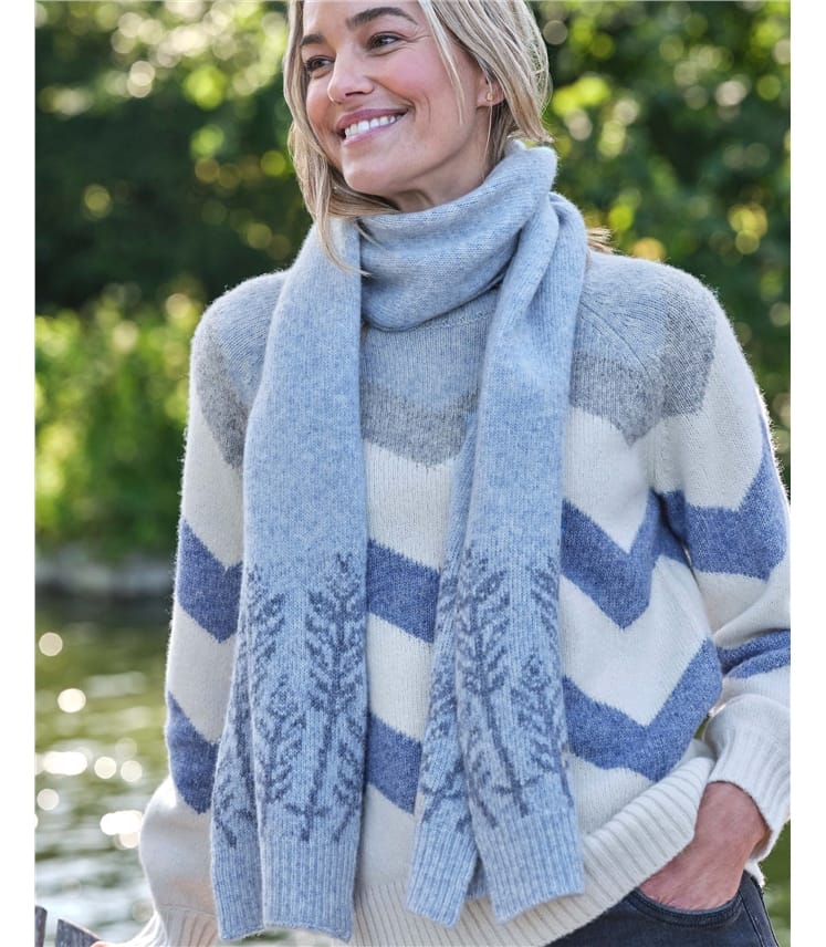 Gemütlicher Schal mit Ähren-Fair-Isle