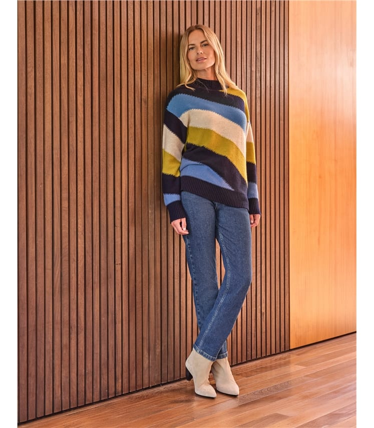 Wool Cashmere Diagonal Stripe Sweater